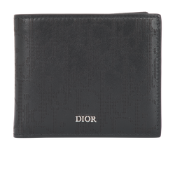 Christian Dior Oblique Galaxy Bifold Wallet, Leather, Black, B/DB/RCT, 3*